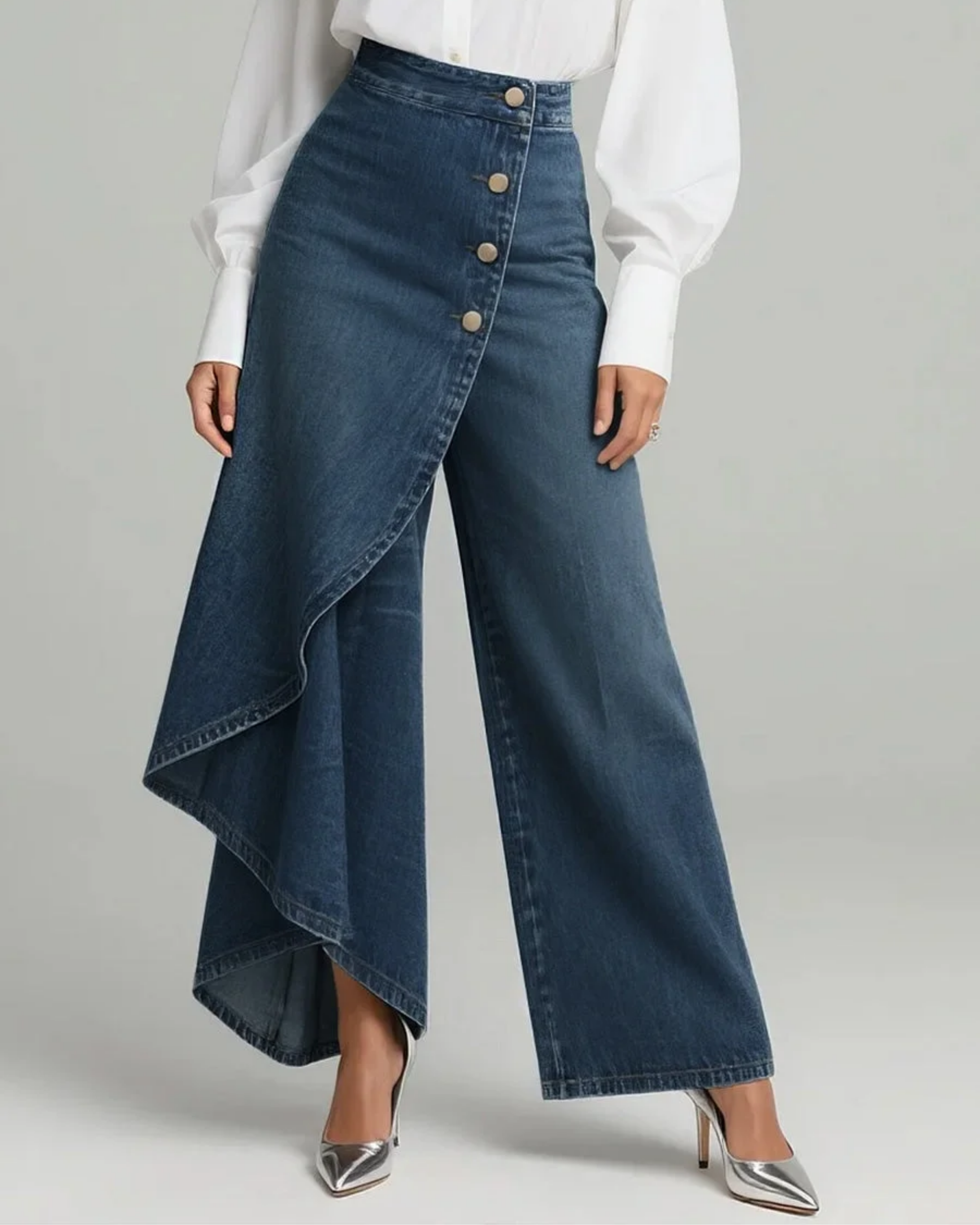 Pantalón denim cruzado