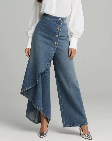 Pantalón denim cruzado