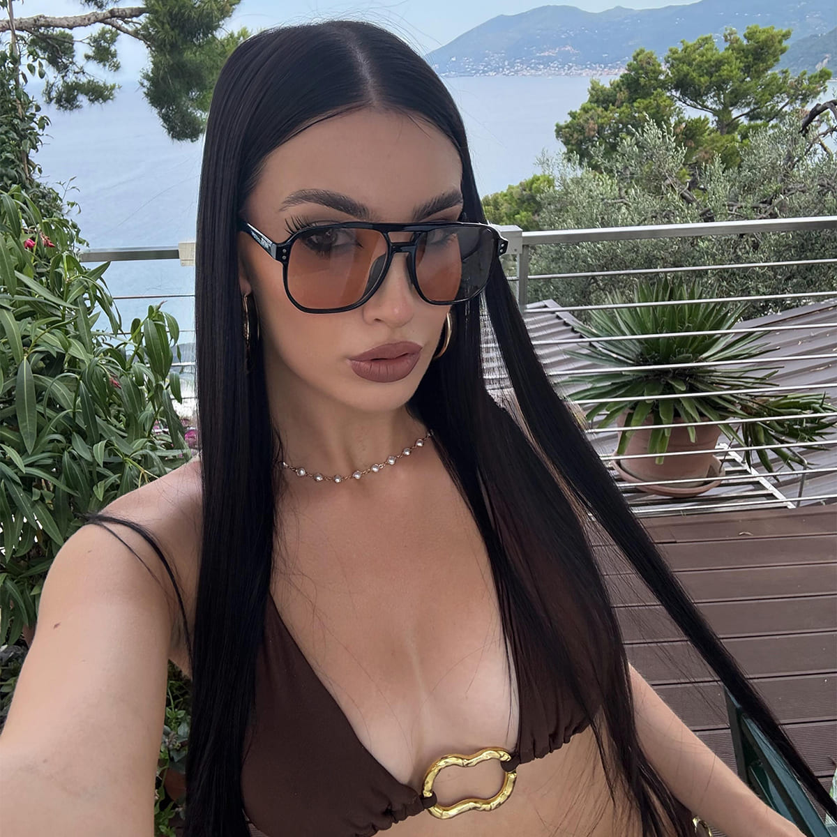 Gafas de sol negro marrón claro